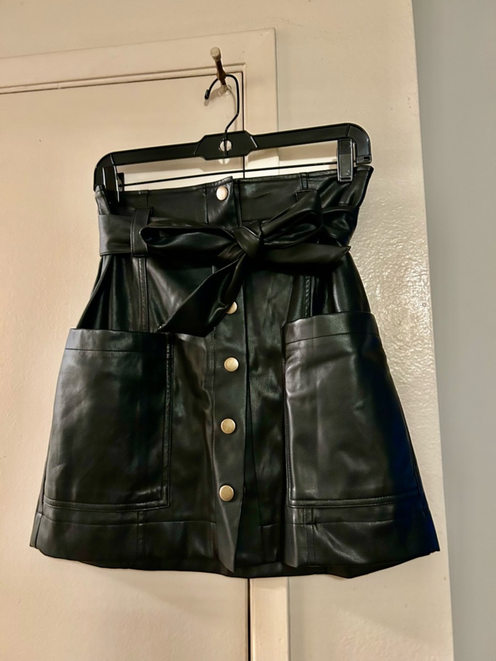 Young Fabulous & Broke Black Faux Leather Button-Front Mini Skirt